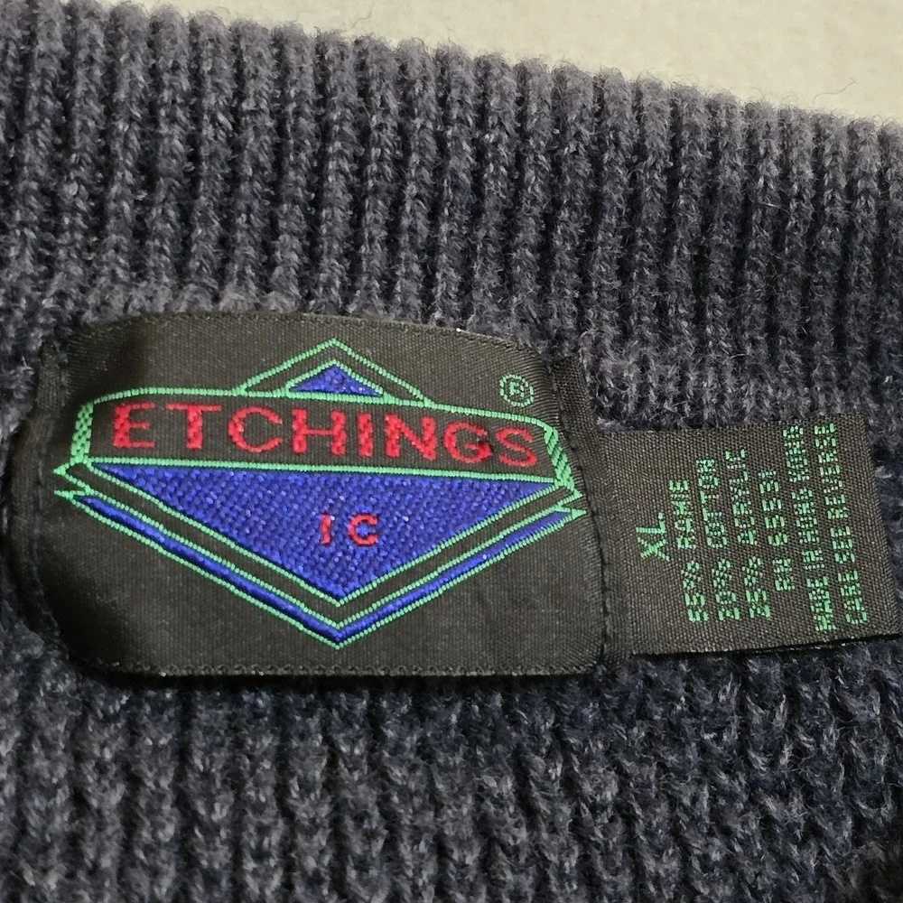 Etchings Sweater Mens XL Grey Polo Collar Textured Knit Ramie Cotton Long Sleeve